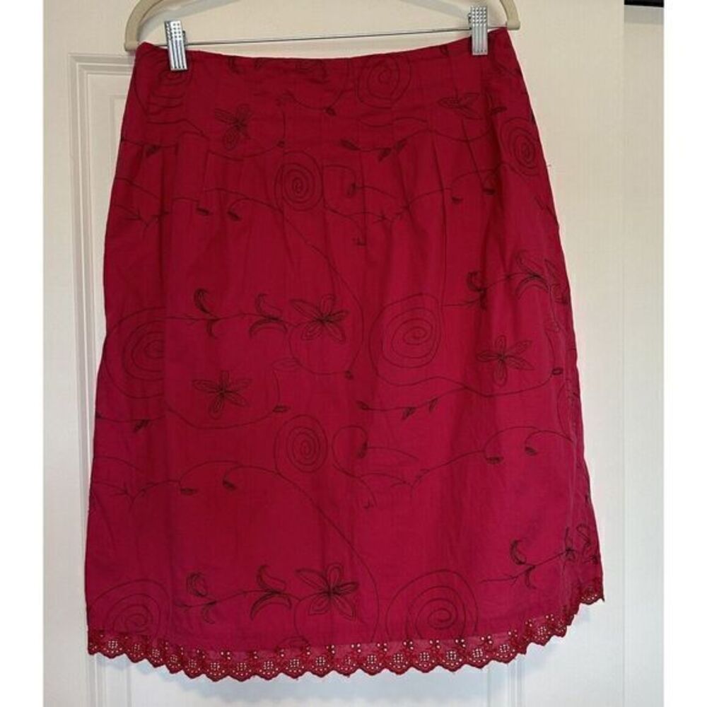 Liz Claiborne Embroidered Eyelet Front Embellishments Fuchsia Pink Size 10‎